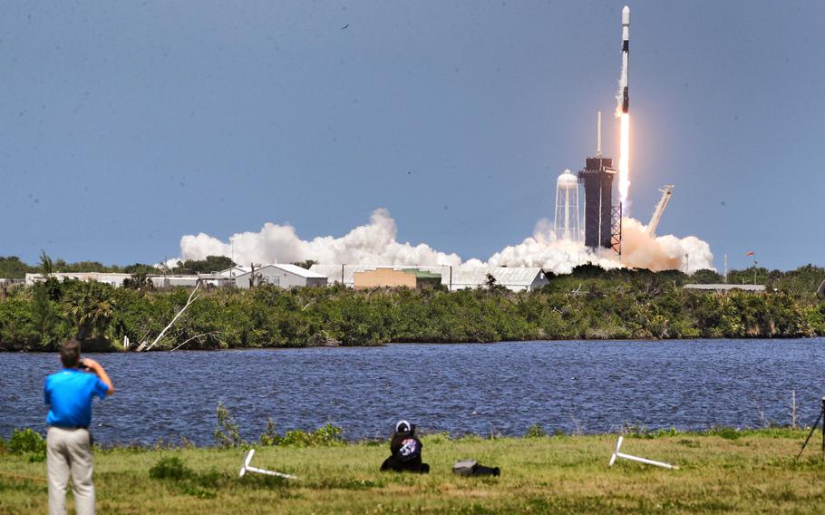 A SpaceX Falcon 9 lifts off from Launch Pad 39-A at Kennedy Space Center, May 4, 2021. Debris from a Chinese rocket is expected to land on Earth Saturday, July 30, 2022, officials say. 