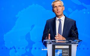 NATO Secretary-General Jens Stoltenberg briefs the media on the situation in Afghanistan at the alliance's headquarters in Brussels, Belgium, Aug. 17, 2021. He called on the Taliban to allow foreigners and Afghans seeking to leave Afghanistan to reach Kabul's airport Friday.