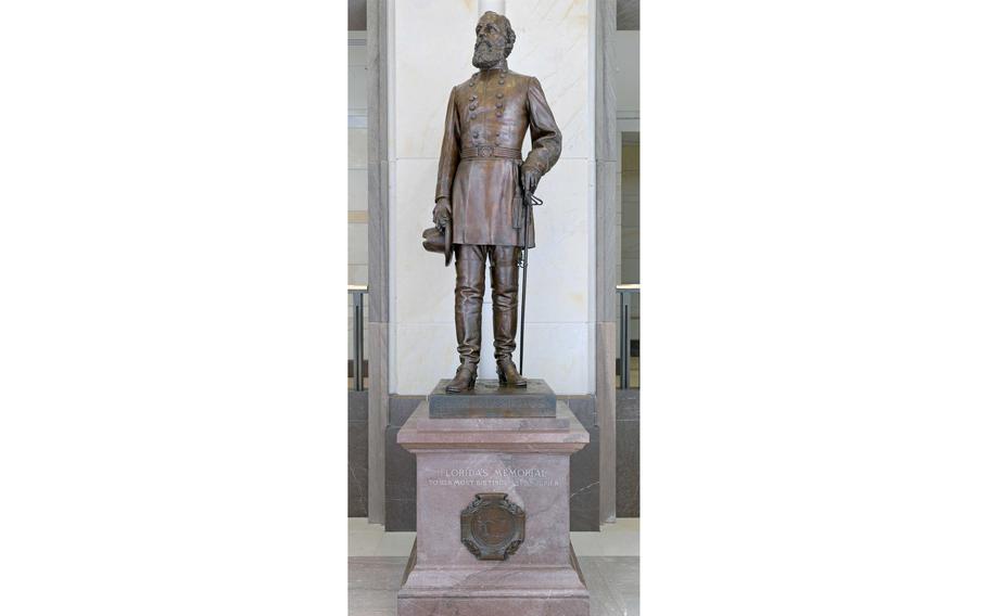 The statue of Confederate Gen. Edmund Kirby Smith is shown in the U.S. Capitol