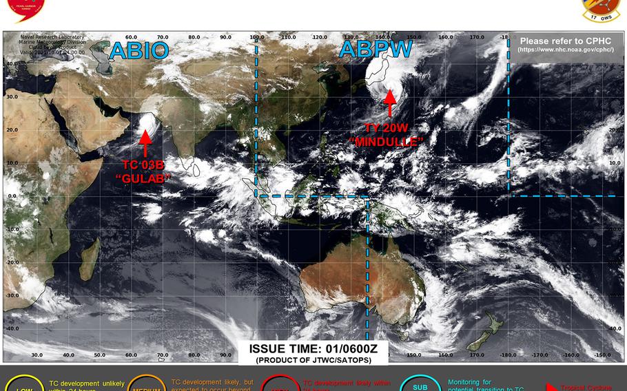 Yokosuka resumes seasonal TCCOR 5, Mindulle continues northeast away from Tokyo area.