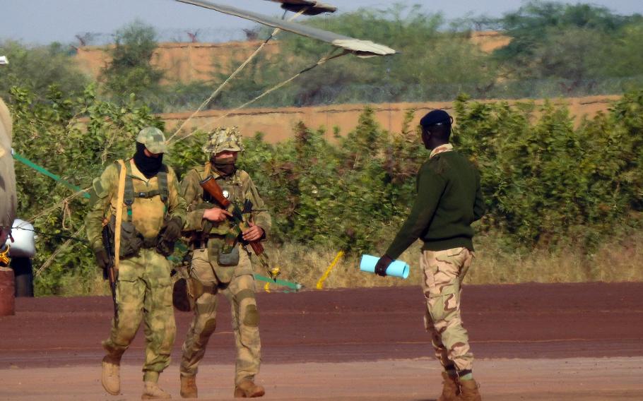 This undated photo handed out by the French military shows Russian mercenaries in northern Mali. Gen. Michael Langley, head of U.S. Africa Command said during March 7, 2024 testimony before the Senate Armed Services Committee that Russia and China have long-term plans for Africa and both have made inroads on multiple fronts. 