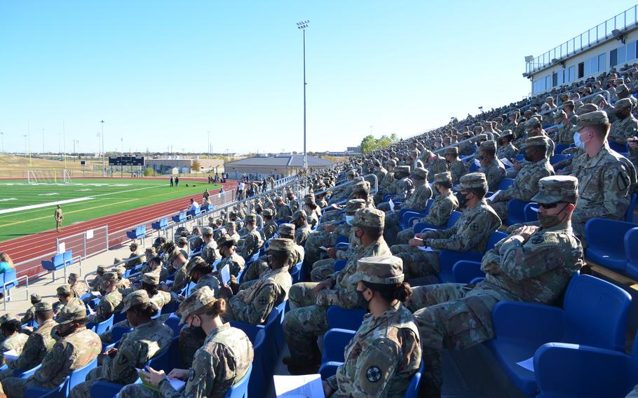 About 2,000 soldiers filled an outdoor stadium at Fort Hood, Texas, on Tuesday where Lt. Gen. Pat White, base commander, addressed a report that found Fort Hood has ineffectively implemented the Army’s sexual assault response program, which has led to a lack of confidence and underreporting among junior enlisted soldiers. 
