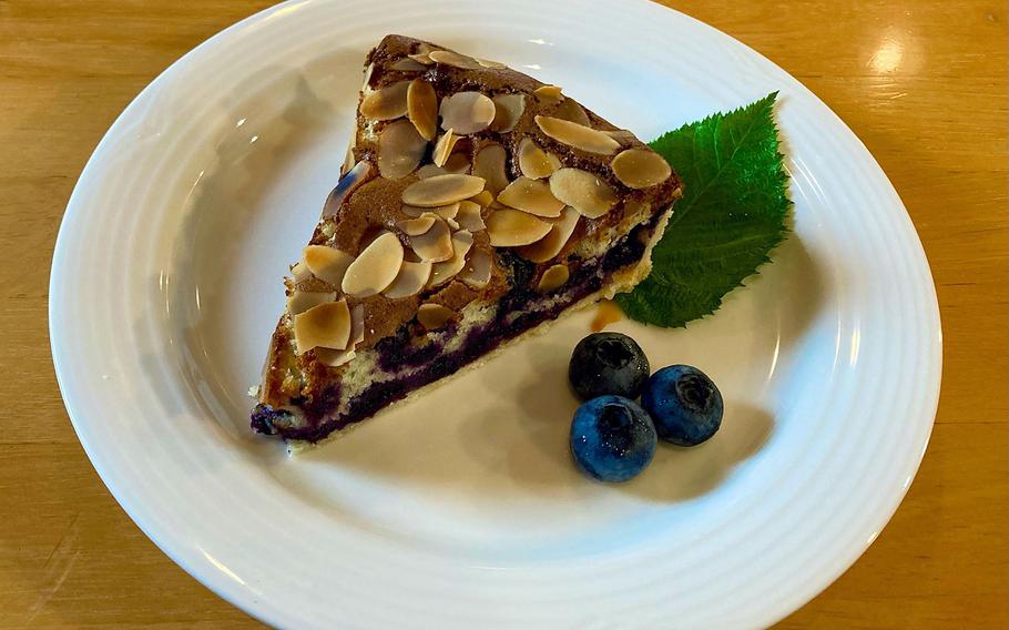 Seasonal desserts at Berry Cottage, a cafe and farm in Ome, Japan, include homemade blueberry tarts. 