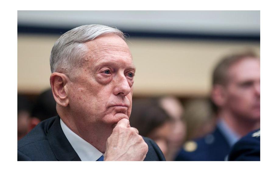 Then-Secretary of Defense Jim Mattis attends a House hearing on Capitol Hill in Washington, D.C., on Feb. 6, 2018.
