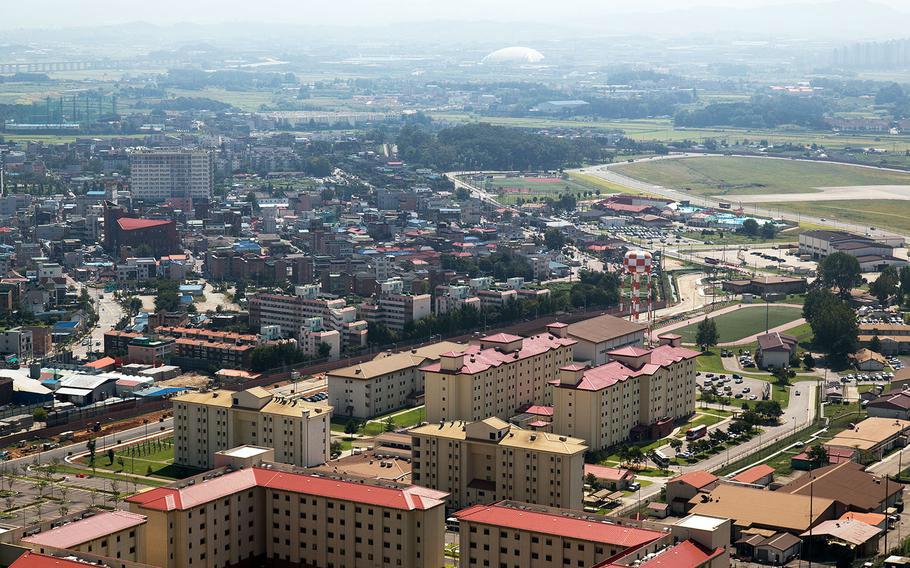 Roughly 35,500 U.S. and South Korean troops, family members and Defense Department civilians have daily access to Camp Humphreys, about 40 miles south of Seoul. 