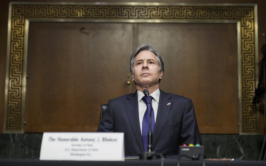 Secretary of State Antony Blinken listens during a Senate Foreign Relations Committee hearing, Tuesday, Sept. 14, 2021, on Capitol Hill in Washington. Blinken was questioned about the Biden administration's handling of the U.S. withdraw from Afghanistan.