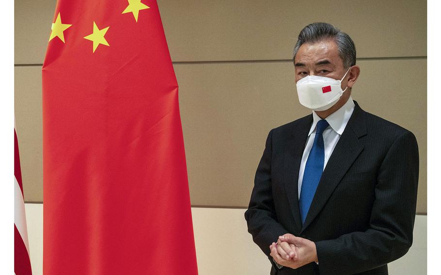 Chinese Foreign Minister Wang Yi waits for a meeting at UN headquarters in New York City on Sept. 23, 2022. 