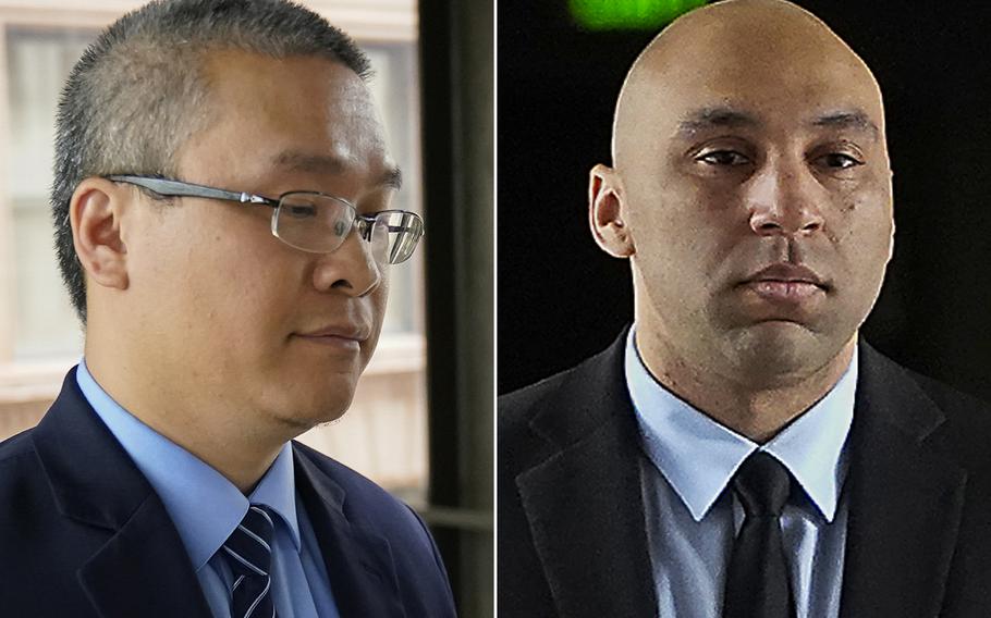 Former Minneapolis police officers Tou Thao, left, and J. Alexander Kueng were sentenced 3 ½ years and 3 years, respectively, for charges relating to the 2020 death of George Floyd.