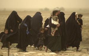 Hed: Fleeing the fighting, 2003

As Smawah, Iraq, Mar. 24, 2003: Iraqi civilians flee during a firefight between American and Iraqi forces at a bridge near As Samawah.

Read the story on the tough 2003 battle for As Samawah here. 
https://www.stripes.com/news/2003-03-29/iraqi-forces-put-up-tough-fight-in-as-samawah-1905751.html1

META TAGS: Operation Iraqi Freedom; Wars on Terror; refugees; displaced; 