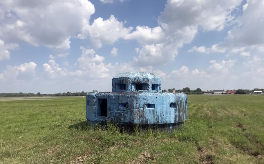A bunker built by the Japanese during World War II stands near the control tower at Sultan Mahmud Badaruddin II International Airport in Palembang, Indonesia.