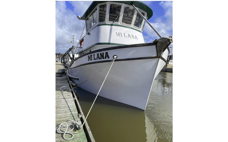 The 52-foot Mi Lana is one of the few boats based inside of Willapa Bay that ventures across the bay-mouth bar – which lacks navigation aids, jetties and dredging – to crab in the ocean. The boat is skippered by Mike Green, who is 69. After the loss this year of his grandson Bryson Fitch and the capsizing of another vessel, Green is uncertain whether he will continue to crab next year. 