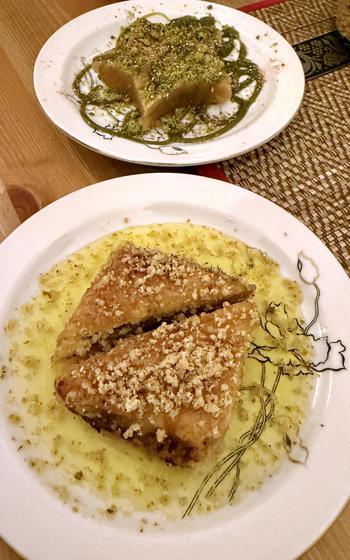 Desserts as served at a Persian restaurant in Naples.