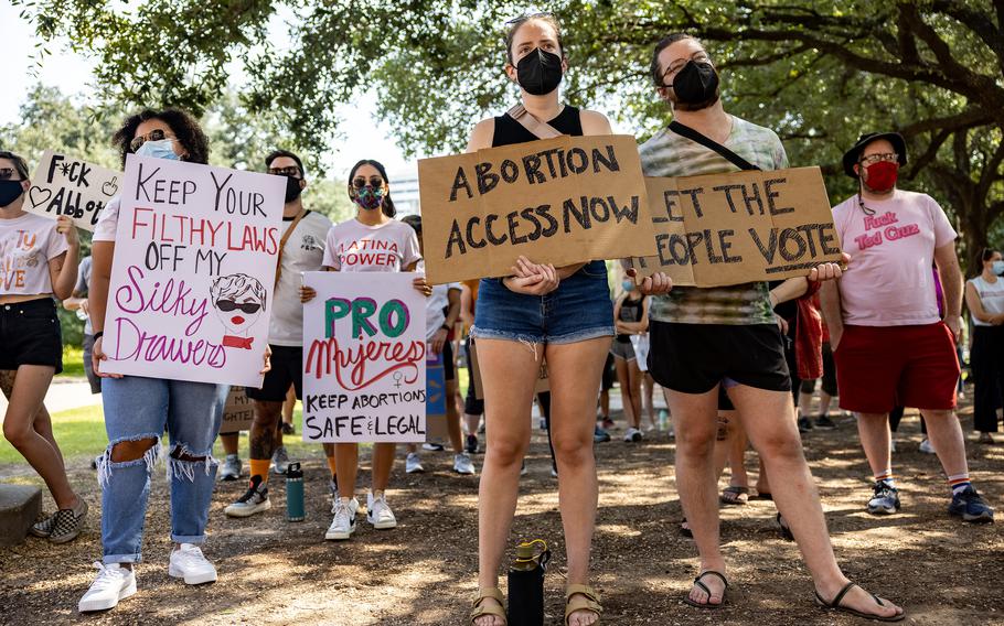 Abortion rights activists rally at the Texas State Capitol on Sept. 11, 2021, in Austin, Texas. 