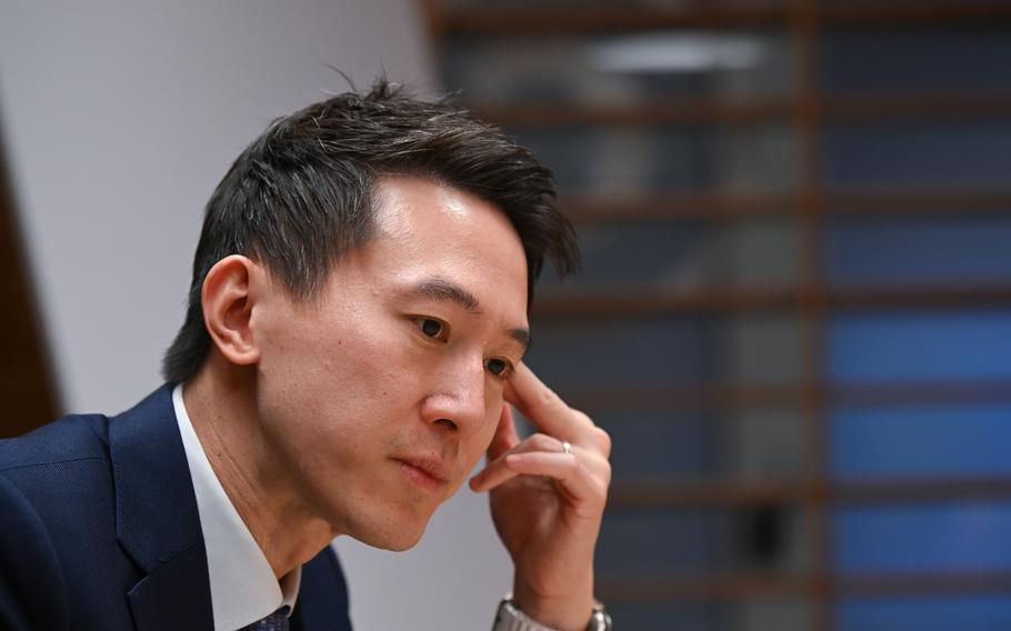 TikTok chief executive Shou Zi Chew on Feb. 14, 2023, at the company's offices in Washington, D.C.