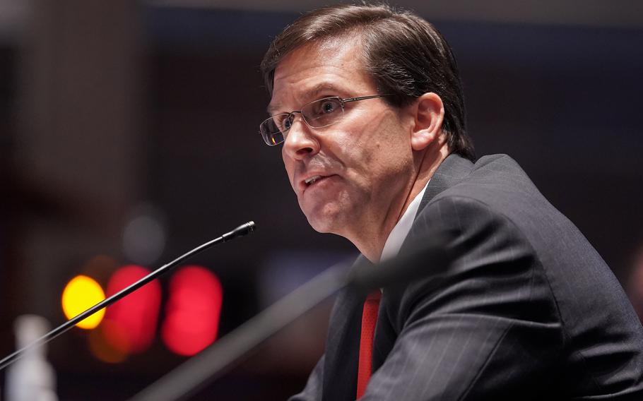 Secretary of Defense Mark Esper testifies during a House Armed Services Committee hearing on July 9, 2020, in Washington, D.C. 