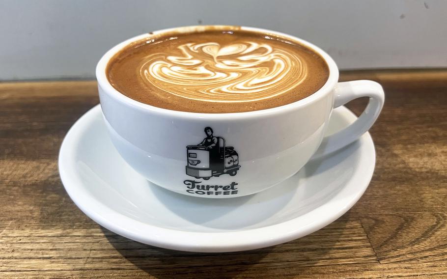 A sea salt caramel latte from Turret Coffee in Tokyo. 