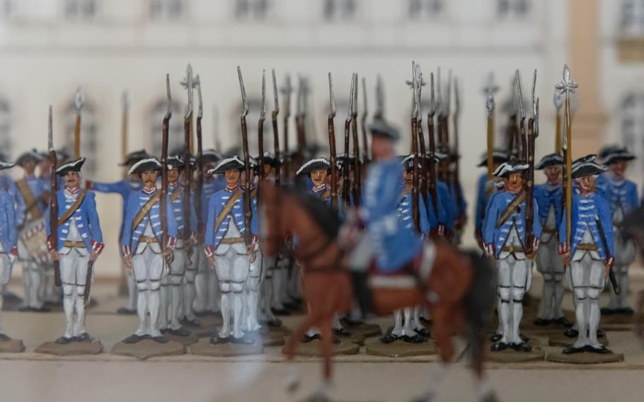 A model of the Regiment Royal Deux-Ponts, which supported colonists during the American revolution, is displayed at the Zweibrucken City Museum on Saturday, Oct. 29, 2022.