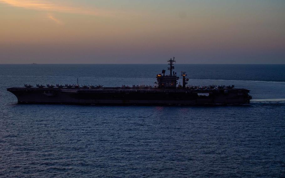 The USS Nimitz entered the South China Sea with its strike group on Friday, Jan. 13, 2022.