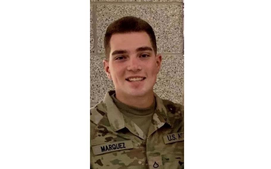Pfc. Joseph A. Marquez of Dover, Del., was a member of the 8th Squadron, 1st Calvary, which is part of the 2-2 Stryker Brigade Combat Team of the 7th Infantry Division at Joint Base Lewis-McChord, Wash.