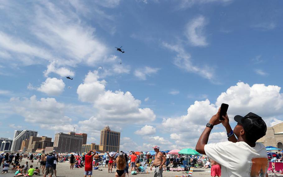 Spectators watch the Atlantic City Airshow, Aug. 24, 2022.