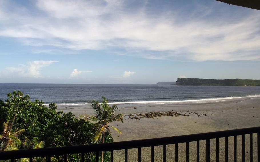 A view from a room in the Hilton Guam Resort and Spa at Tumon Bay in Guam. Congressional lawmakers and advocates are asking the Biden administration to consider evacuating Afghans who aided the United States and who are waiting for immigration visa processing to Guam, a U.S. territory.                                