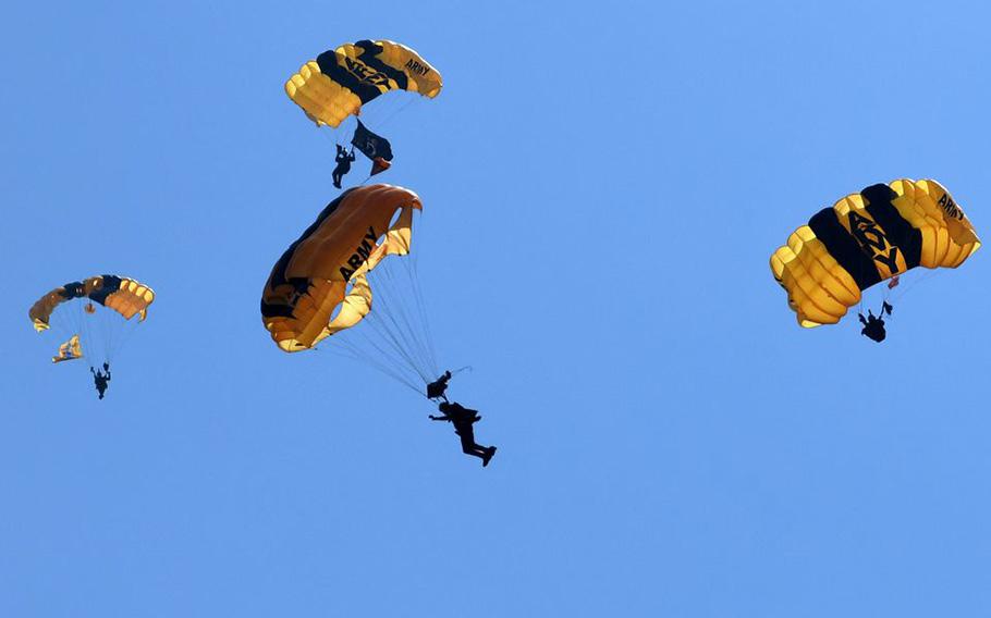 The U.S. Army Golden Knights perform during the 2023 Visit Atlantic City Airshow on Wednesday, August 16, 2023.