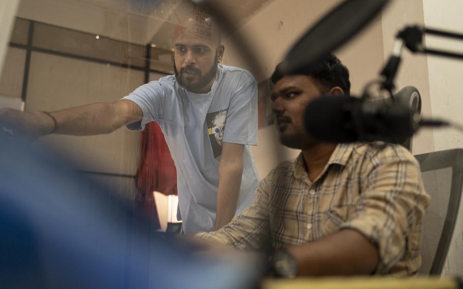 Divyendra Singh Jadoun, a deepfake creator and founder of Polymath Solutions, works at his office in Pushkar constituency in the Indian state of Rajasthan on April 16, 2024.