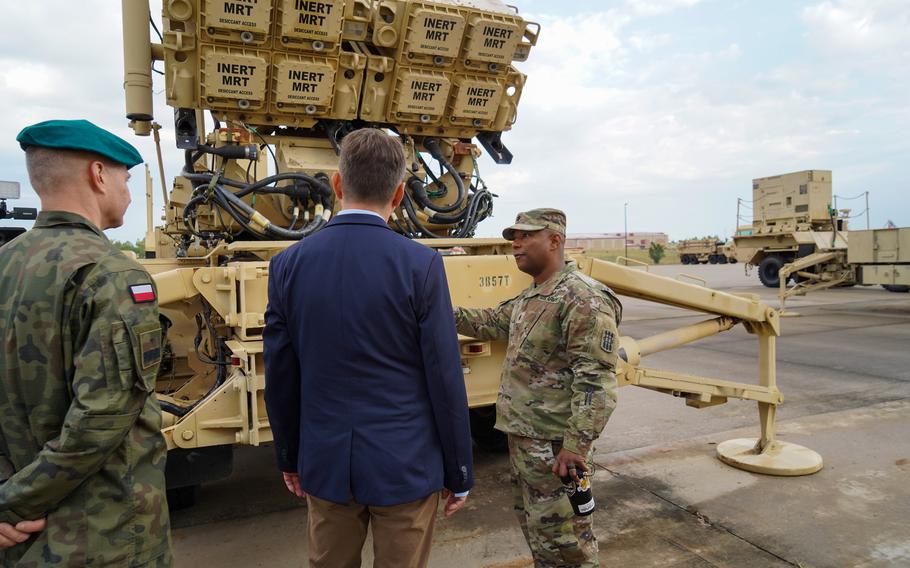 Polish Minister of National Defense Mariusz Błaszczak in 2021 visited Fort Sill, Okla., where Polish soldiers trained on the Patriot missile system.