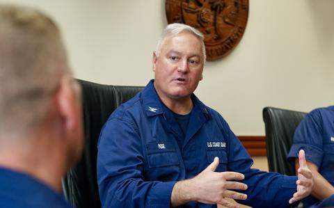 Father Daniel Mode, chaplain of the U.S. Coast Guard, visits with the commands of U.S. Coast Guard Forces Micronesia/Sector Guam and Base Guam in Guam on Dec. 4, 2023. Mode’s military service commenced in 1988, encompassing various roles across the Navy and Marine Corps, including deployments supporting Operations Enduring Freedom and Iraqi Freedom. This is his second tour as a U.S. Coast Guard chaplain. (U.S. Coast Guard photo by Chief Warrant Officer Sara Muir)