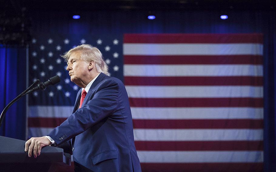 Former President Donald Trump attends the Conservative Political Action Conference in Maryland on March 4, 2023.