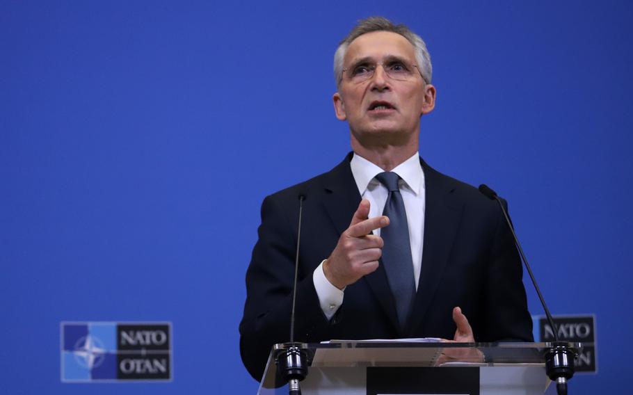 NATO Secretary General Jens Stoltenberg in Brussels on March 16. 