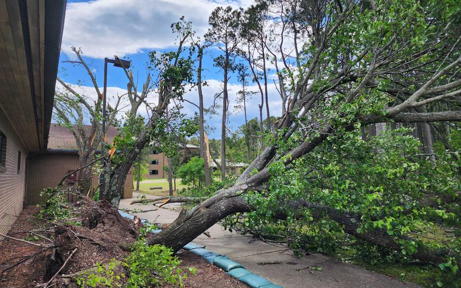 Joint Expeditionary Base Fort Story sustained an estimated $3 million in damages from a tornado that ripped the roof off a barracks building, downed approximately 100 trees and resulted in a total base black-out for around 18 hours.