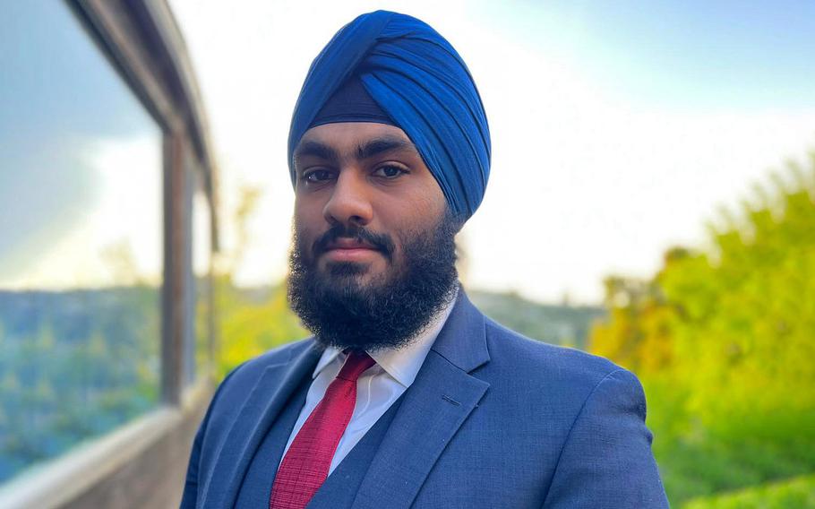 Aekash Singh, a prospective Marine Corps recruit, is one of four Sikhs who contend in court filings that the service is unfairly and unevenly applying grooming standards to them.