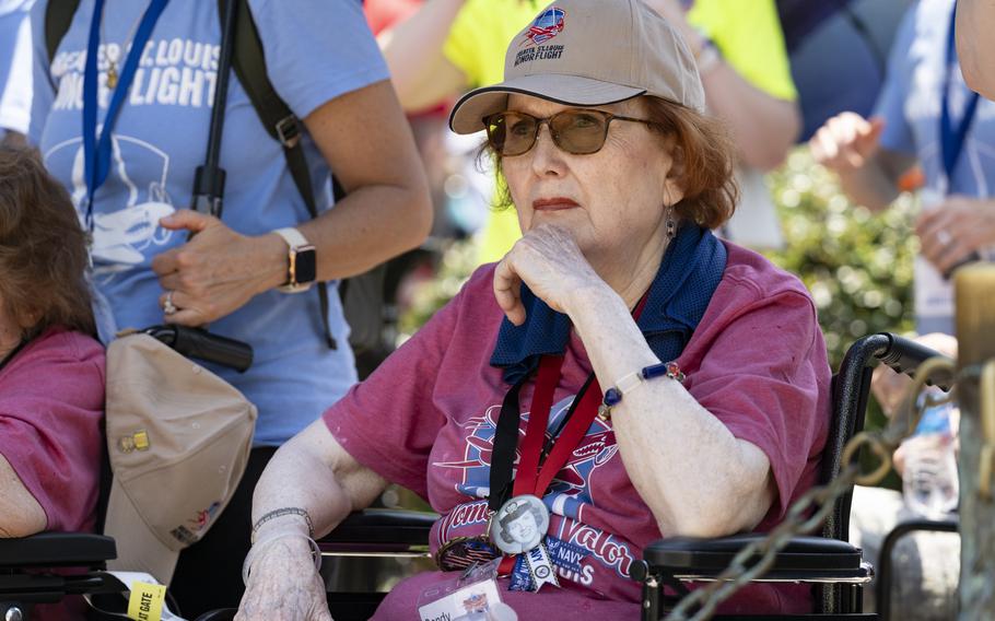 A female veteran sits in her wheelchair