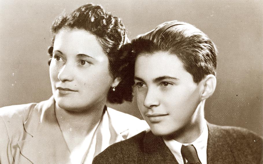 Holocaust survivor Erzsebet Barsony and her son, Ervin Fenyes, in 1943 in Budapest. 