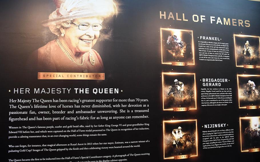 A mural honoring the greatest contributors to the world of modern horseracing hangs at Britain’s National Horse Racing Museum. Queen Elizabeth II was considered the greatest special contributor, as she was involved in the sport for over 70 years as a fan, owner, breeder and ambassador. 