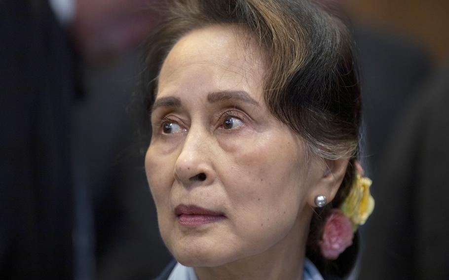 Then Myanmar's leader Aung San Suu Kyi waits to address judges of the International Court of Justice in The Hague, Netherlands, Dec. 11, 2019.  