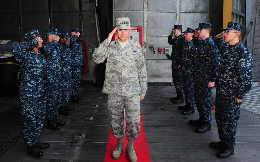 Former Gen. William H. Fraser III, commander, U.S. Transportation Command, boards High-Speed Vessel Swift for a tour. Upon retiring from active duty, the four-star general negotiated valuable a consulting deal with Silk Way Airlines, according to documents obtained by The Washington Post under the Freedom of Information Act.