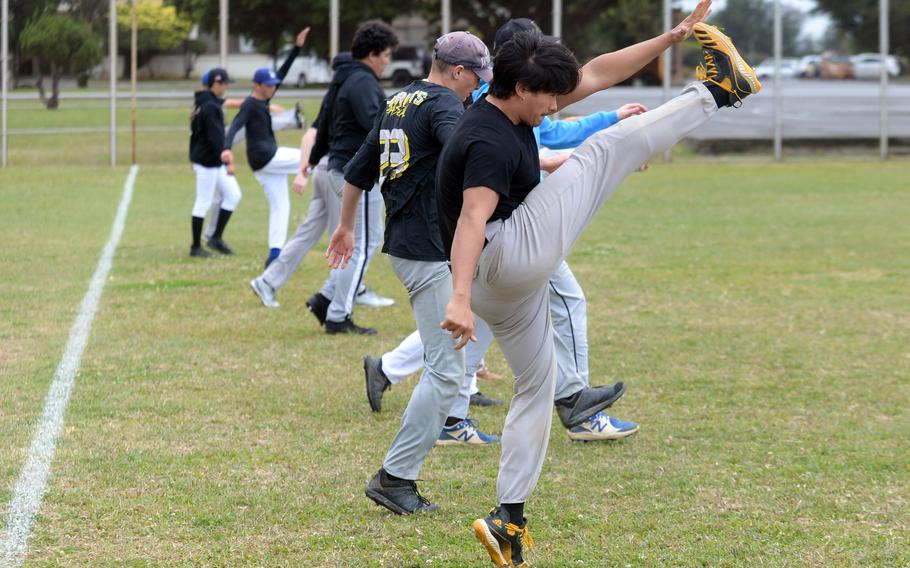 Jeremiah Sprague, a senior, is one of a handful of returners on a Kadena baseball team thin in numbers and experience.