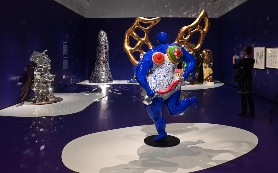 The Schirn exhibition hall in Frankfurt, Germany, is showing a Niki de Saint Phalle retrospective through May 21, 2023. In the foreground is her colorful work “Angel of Temperance.”