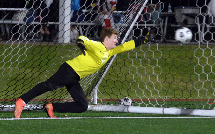 Kelton Clark can’t quite reach the ball.