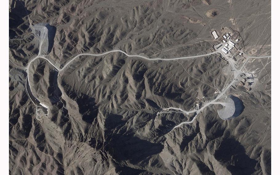 A satellite photo shows construction on a new underground facility at Iran’s Natanz nuclear site near Natanz, Iran, on April 14, 2023. 