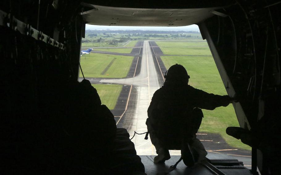 U.S. military aircraft will operate from a newly refurbished runway on Basa Air Base, Philippines, seen here Aug. 1, 2016, from a Marine Corps MV-22B Osprey.