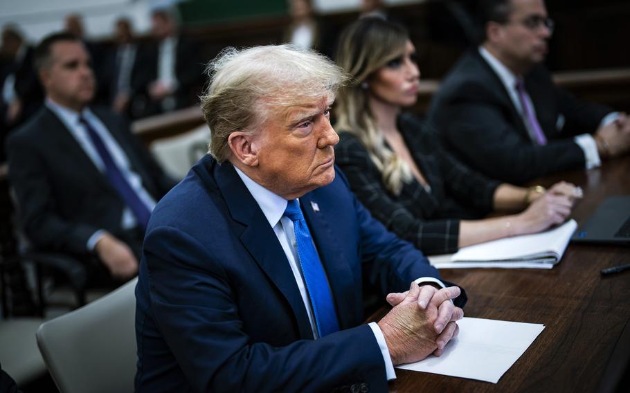 Former U.S. President Donald Trump sits in the courtroom during his civil fraud trial at New York State Supreme Court on Nov. 6, 2023, in New York City.