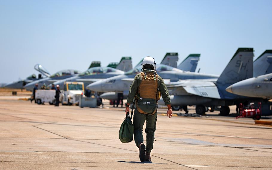 Marine Capt. Zach Mullins of Houston prepares for a training flight in August out of Marine Corps Air Station Miramar in San Diego.