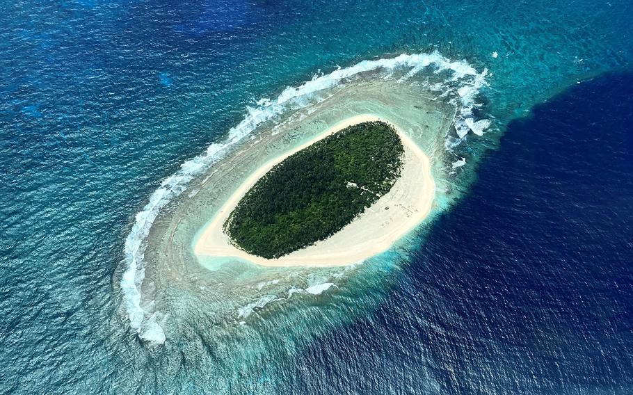 An aerial view of Pikelot Atoll, Yap State, Federated States of Micronesia.