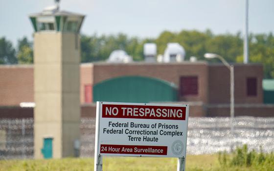 FILE - This Aug. 26, 2020 file photo shows the federal prison complex in Terre Haute, Ind. Rejon Taylor hoped the election of Joe Biden, the first U.S. president to campaign on a pledge to end the death penalty, would mean a more sympathetic look at his claims that racial bias and other trial errors landed him on federal death row in Terre Haute, Ind. An Associated Press review of dozens of legal filings shows that President Biden’s Justice Department is fighting just as vigorously as Donald Trump's did to uphold death row inmates' sentences, despite Biden's opposition to capital punishment. (AP Photo/Michael Conroy, file)