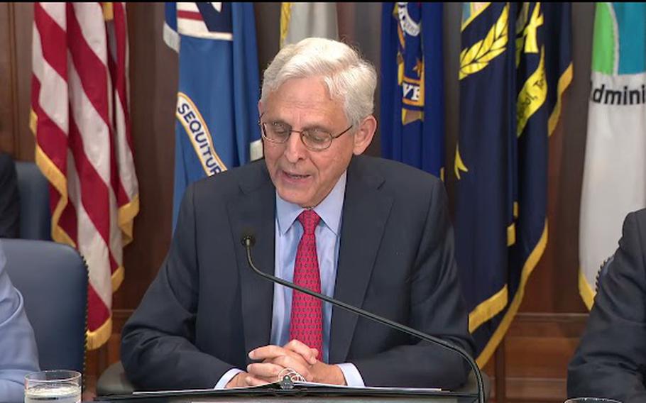 Attorney General Merrick Garland leads a task force discussing election threats.
