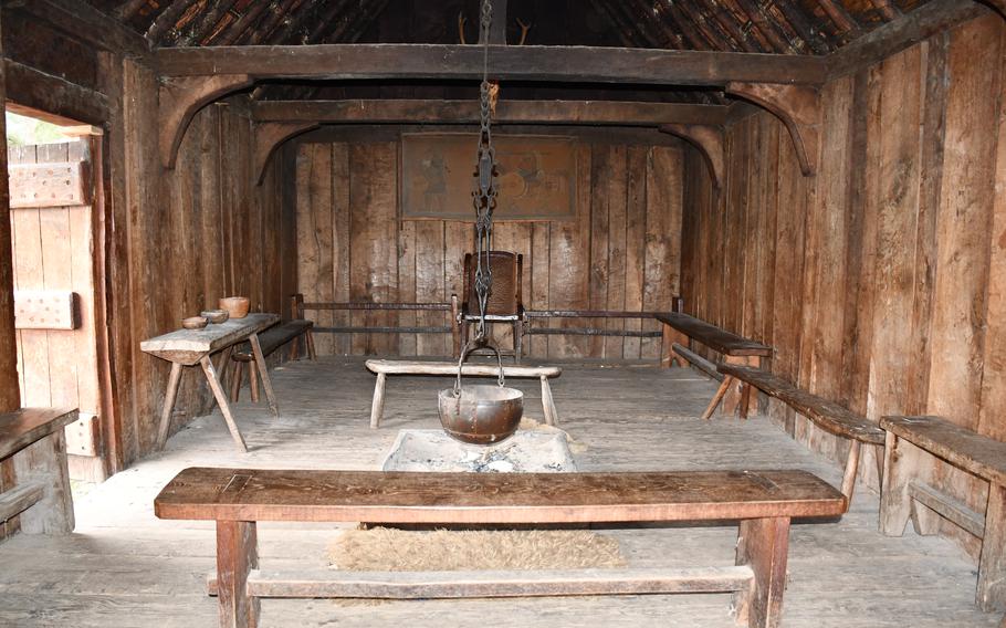 A re-creation of an ancient dwelling at the West Stow Anglo-Saxon Village and Country Park in England. The village is comprised of many houses, including living quarters, a workshop and a town hall. 