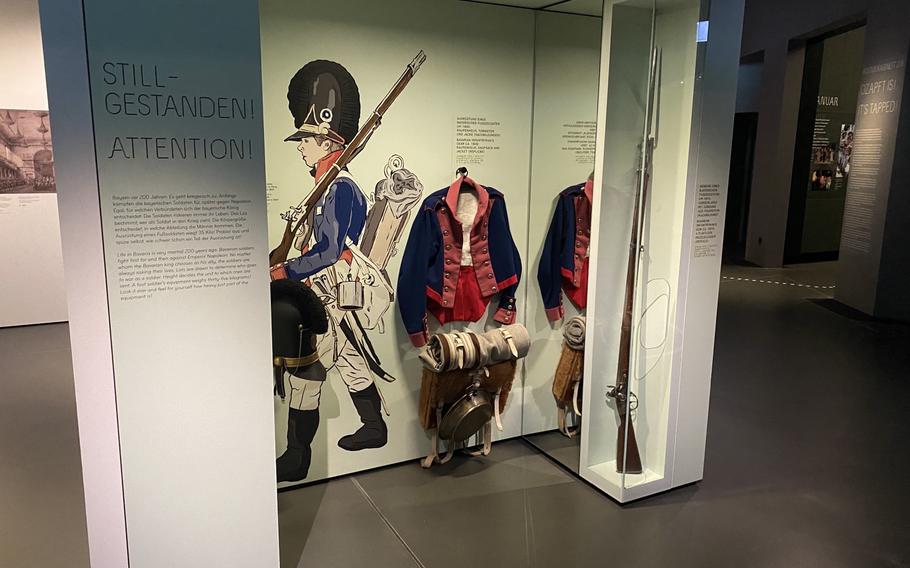 A Bavarian soldier’s uniform and equipment are on display at the House of Bavarian History in Regensburg, Oct. 26, 2022.